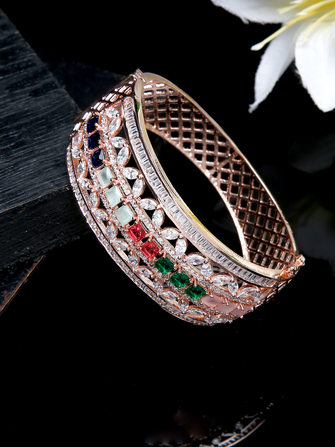 YouBella Jewellery Celebrity Inspired Gold Plated American Diamond Bracelet for Girls and Women
